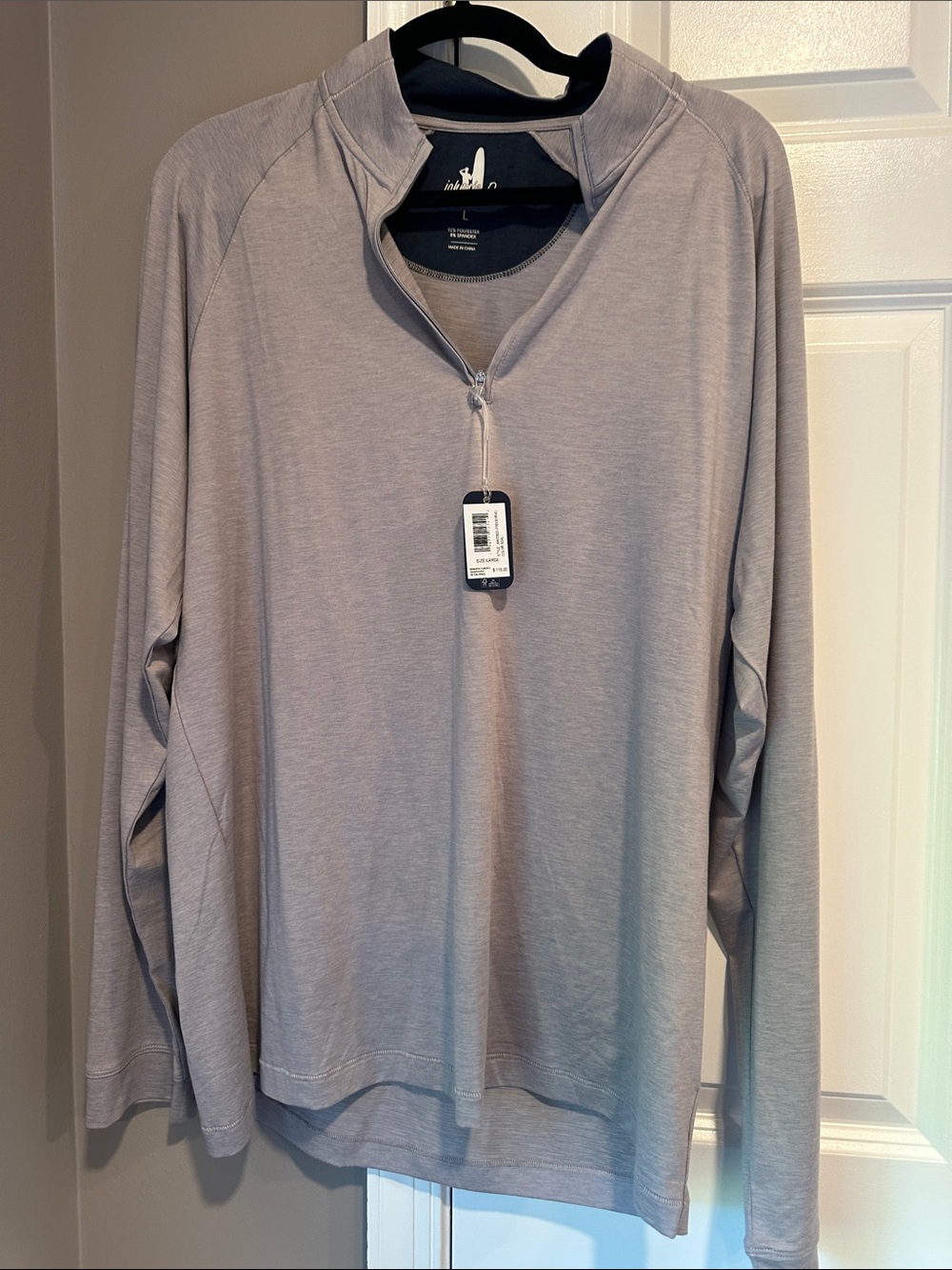 johnnie-O Light Gray Long Sleeve Quarter-Zip Pullover